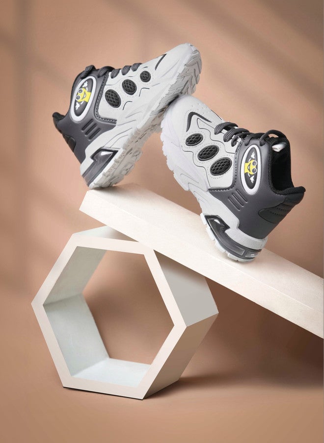 KATS Unisex Kids Grey Sneakers with Chunky Sole and Lace-Ups - Image 1