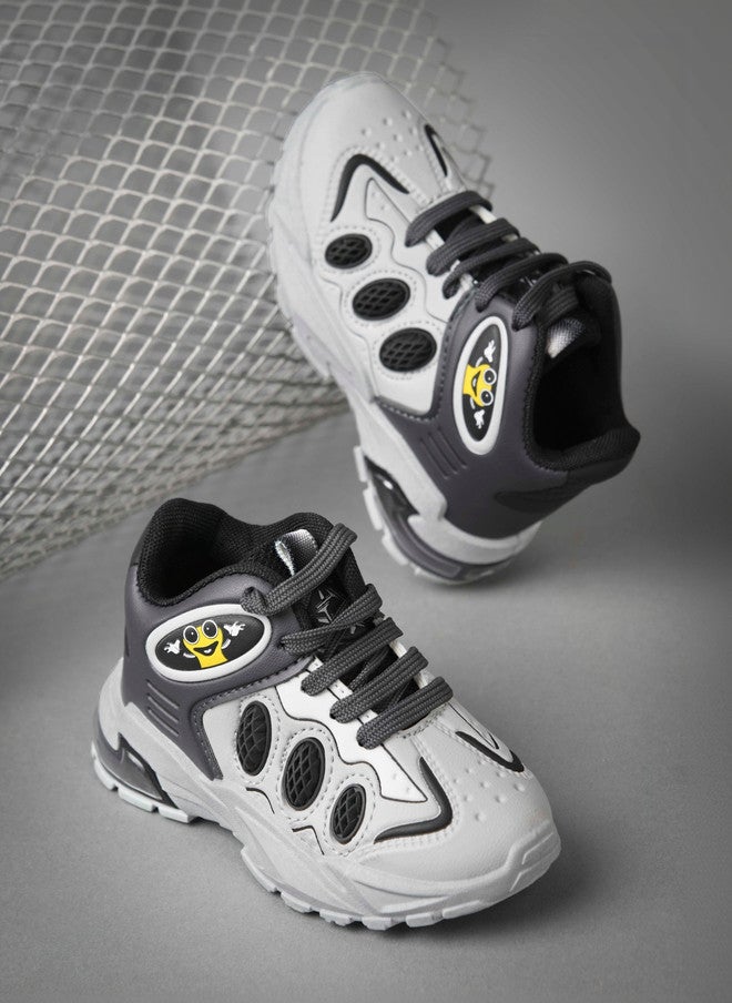 KATS Unisex Kids Grey Sneakers with Chunky Sole and Lace-Ups - Image 2