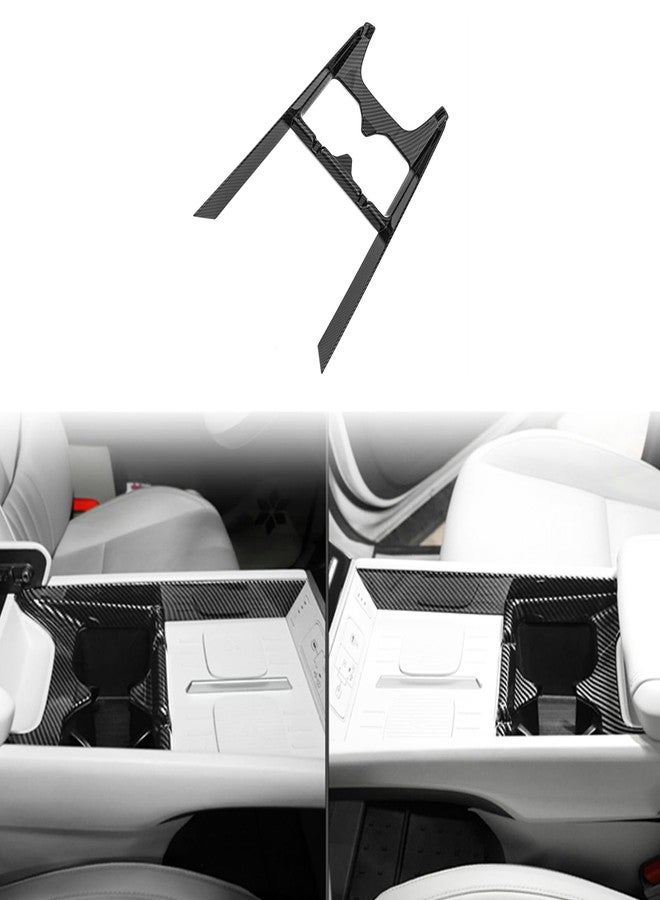 JUIVEEL Carbon Fiber Style ABS Car Center Console Water Cup Holder Frame Cover Front Central Cup Holder Panel Protective Cover Decals Compatible with Hyundai Santa FE 2024 Accessories - Image 1