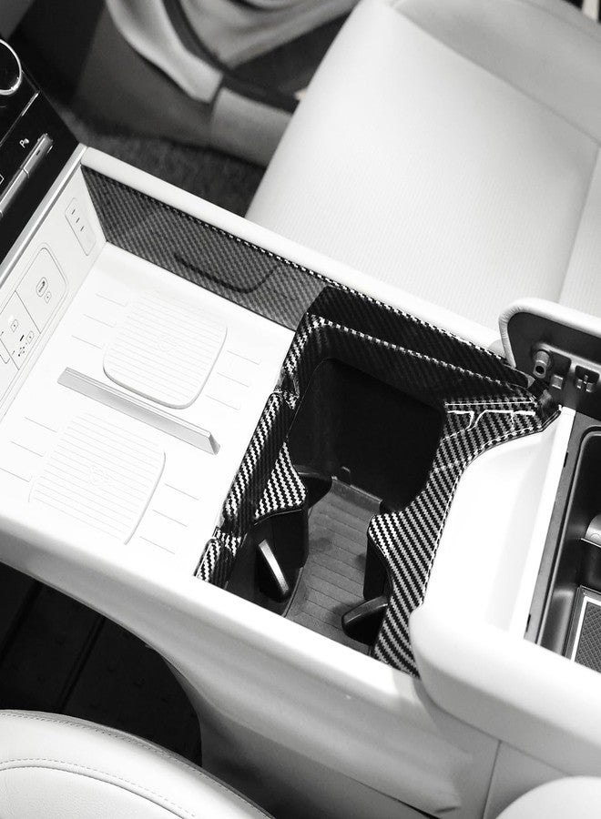 JUIVEEL Carbon Fiber Style ABS Car Center Console Water Cup Holder Frame Cover Front Central Cup Holder Panel Protective Cover Decals Compatible with Hyundai Santa FE 2024 Accessories - Image 3