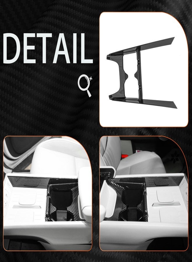 JUIVEEL Carbon Fiber Style ABS Car Center Console Water Cup Holder Frame Cover Front Central Cup Holder Panel Protective Cover Decals Compatible with Hyundai Santa FE 2024 Accessories - Image 5