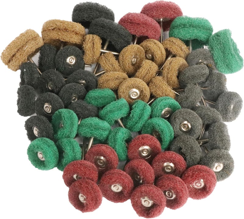 FPPO 58PCS Abrasive Buffing Polishing Wheel Set for Rotary Tools,Scouring pad Mini Brush Polishing kit with 3mm Shank,Power-Operated Abrasive Wheels(Mix 58pcs) - Image 1