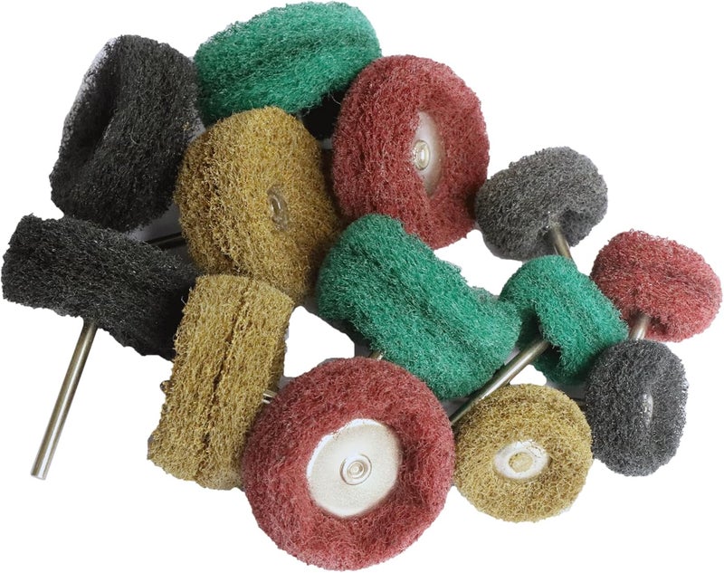 FPPO 58PCS Abrasive Buffing Polishing Wheel Set for Rotary Tools,Scouring pad Mini Brush Polishing kit with 3mm Shank,Power-Operated Abrasive Wheels(Mix 58pcs) - Image 3