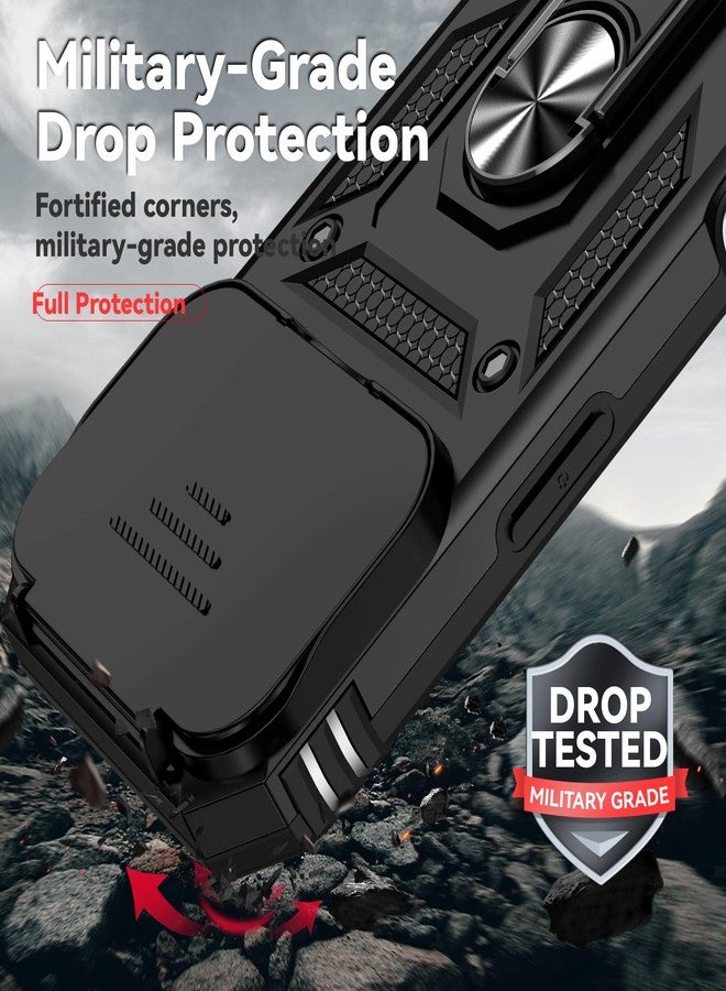 PUSHIMEI for iPhone 17 Pro Case, with Slide Camera Cover HD Screen Protector [Military Grade 16ft. Drop Tested] Ring Holder Kickstand Protective Phone Case for Apple iPhone 17 Pro, Black - Image 4