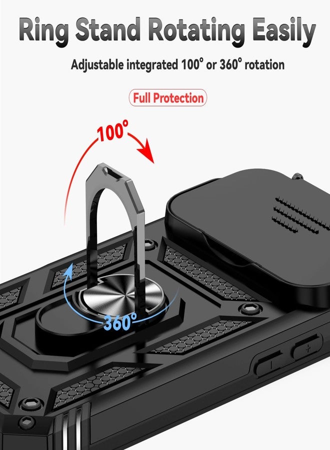 PUSHIMEI for iPhone 17 Pro Case, with Slide Camera Cover HD Screen Protector [Military Grade 16ft. Drop Tested] Ring Holder Kickstand Protective Phone Case for Apple iPhone 17 Pro, Black - Image 5