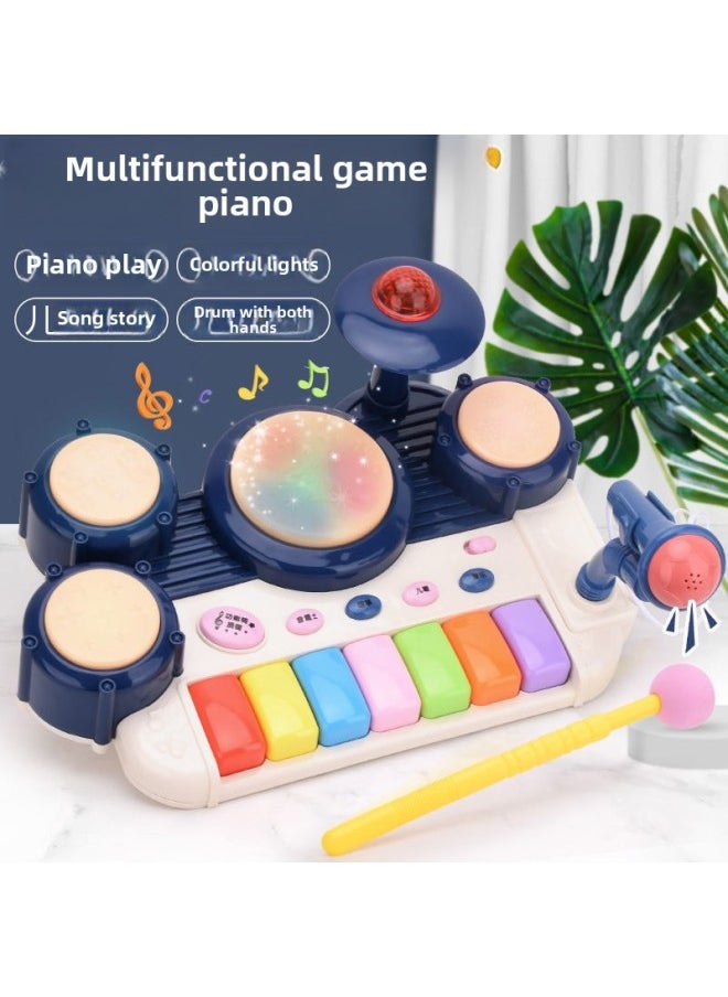 null - Children's Music Jazz Drum Educational Toys Early Education Enlightenment Clap Drum 0-3 Years Old Baby Multi-functional Drum Set-Color:2-in-1 Jazz Drum-indigo - Image 1