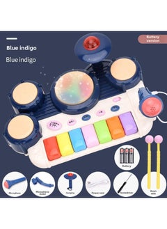 Children's Music Jazz Drum Educational Toys Early Education Enlightenment Clap Drum 0-3 Years Old Baby Multi-functional Drum Set-Color:2-in-1 Jazz Drum-indigo