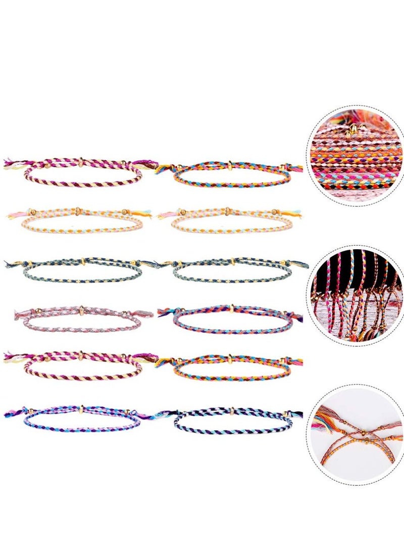 KASTWAVE Wave Bracelet Braided Rope Friendship Braided Rope Bracelet for Women Colorful Handmade String Wrap Bracelets Adjustable Multicolore Cotton Woven Wrist Anklet Cord Bohemia Jewelry 12 Pcs - Image 3