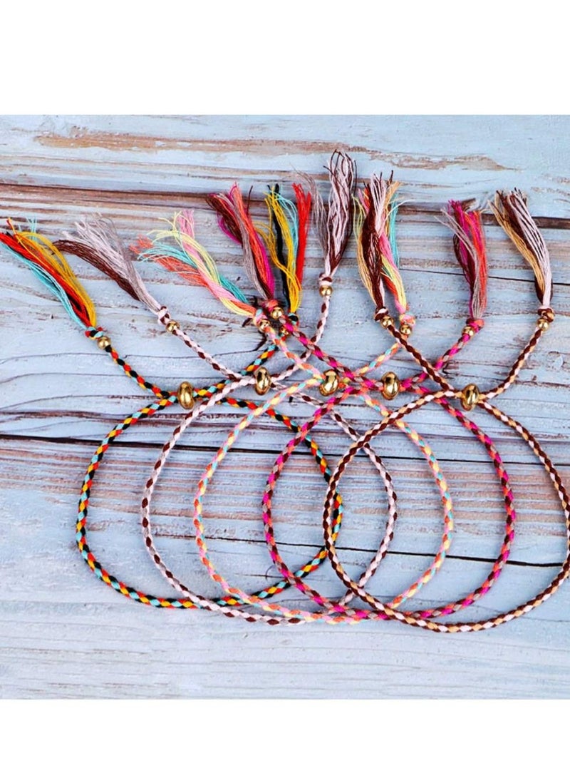 KASTWAVE Wave Bracelet Braided Rope Friendship Braided Rope Bracelet for Women Colorful Handmade String Wrap Bracelets Adjustable Multicolore Cotton Woven Wrist Anklet Cord Bohemia Jewelry 12 Pcs - Image 5
