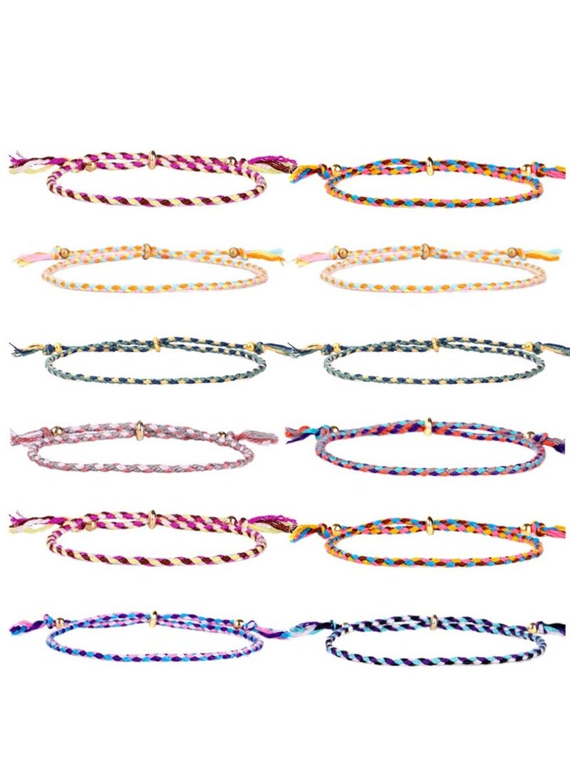 KASTWAVE Wave Bracelet Braided Rope Friendship Braided Rope Bracelet for Women Colorful Handmade String Wrap Bracelets Adjustable Multicolore Cotton Woven Wrist Anklet Cord Bohemia Jewelry 12 Pcs - Image 1