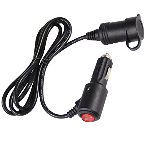 SPARKING 5FT Cigarette Lighter Extension Cord with On Off Switch - Car Cigarette Lighter Male Plug to Female Socket 18AWG Heavy Duty Extension Cable with Switch Built-in 15A Fuse for Air Compressor Pump - Image 1