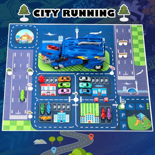 VROGTIK Dinosaur Toys Car for Kids 38 Year Old Boy Gift Toddler Toys for 3 4 5 6 Years Old Boys Girls Transport Dino Truck with 12 mini Cars City Map Birthday for Kids - Image 5