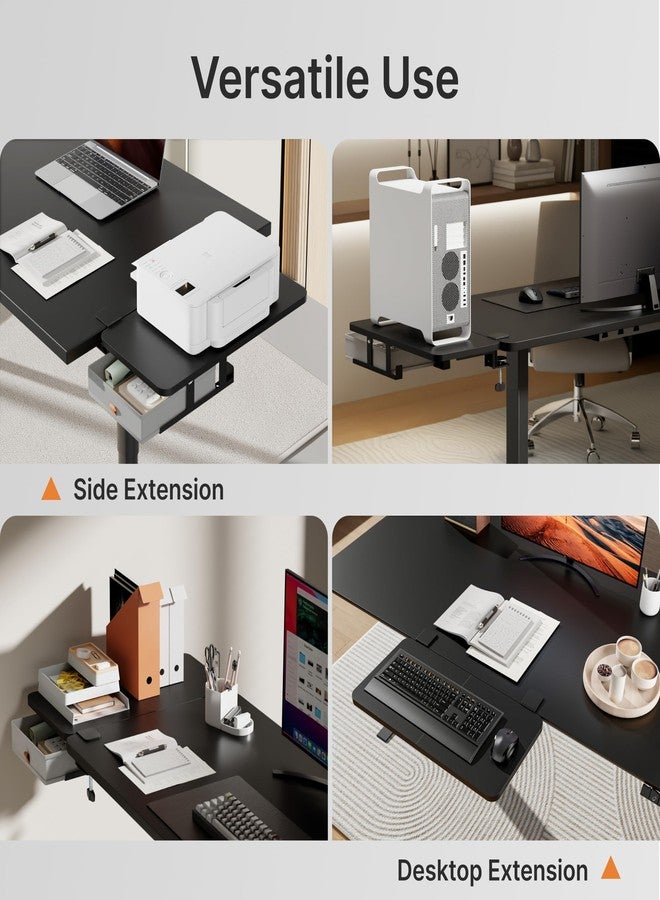 PEGZONE صينية تمديد مكتب PEGZONE، رف مكتب يُثبّت بمشبك، مقاس 24 × 12 بوصة، رف تمديد مكتب مع درج تخزين، مسند ذراع للطاولة، صينية لوحة مفاتيح تُثبّت بمشبك للمكتب والمنزل، منظم محطة عمل، متوسط، أسود - Image 5
