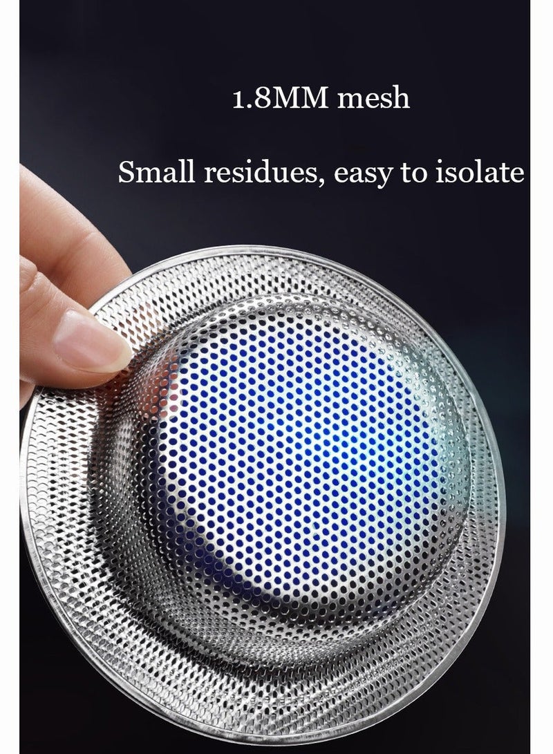 2 Pack - 4.5" Top / 3" Basket - Kitchen Sink Drain Strainer Stainless Steel Large Basket Food Catcher with Handle. Fast Flow and Effective 2/16" Holes - Image 3