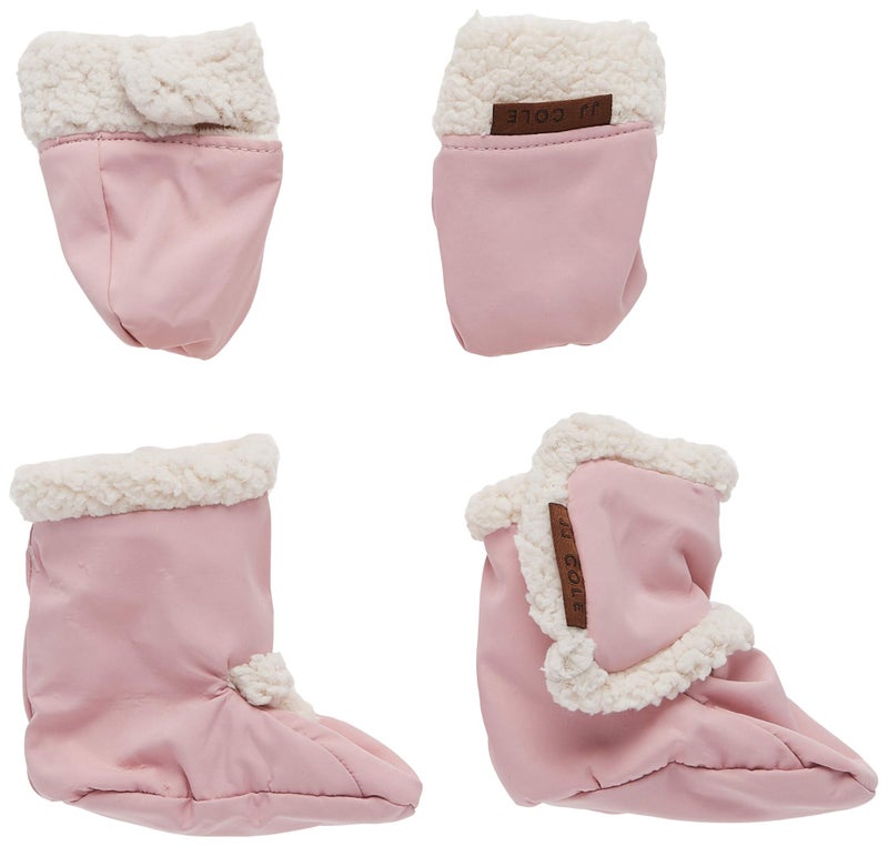 JJ Cole Baby Winter Hat, Mitten, and Booties Set â€“ Winter Baby Essentials â€“ 0 to 6 Months - Blush Pink - Image 3