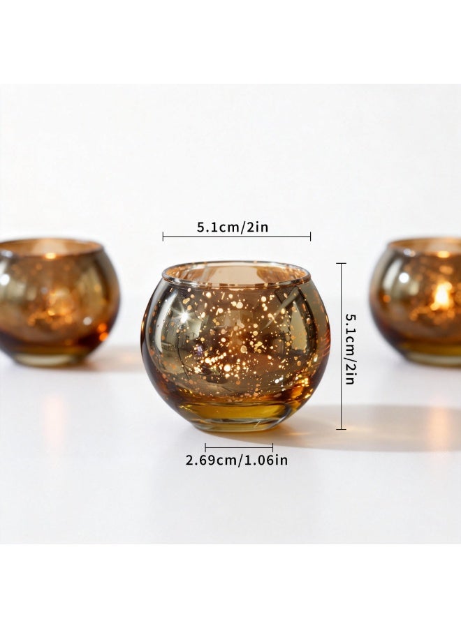SKYLINK 12Pack Gold Speckled Glass Votive Candle Holders, Round Tealight Holders, Mini Candle Jars for Tealights & Votive Candles, Wedding Table Decor, Holiday Tablescape, Home Decor - Image 2