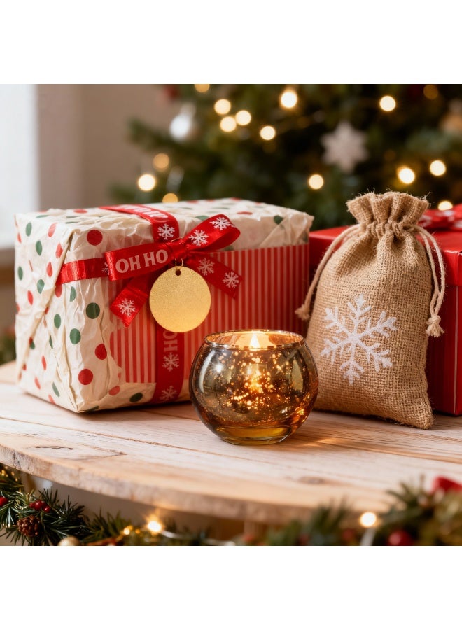 SKYLINK 12Pack Gold Speckled Glass Votive Candle Holders, Round Tealight Holders, Mini Candle Jars for Tealights & Votive Candles, Wedding Table Decor, Holiday Tablescape, Home Decor - Image 3