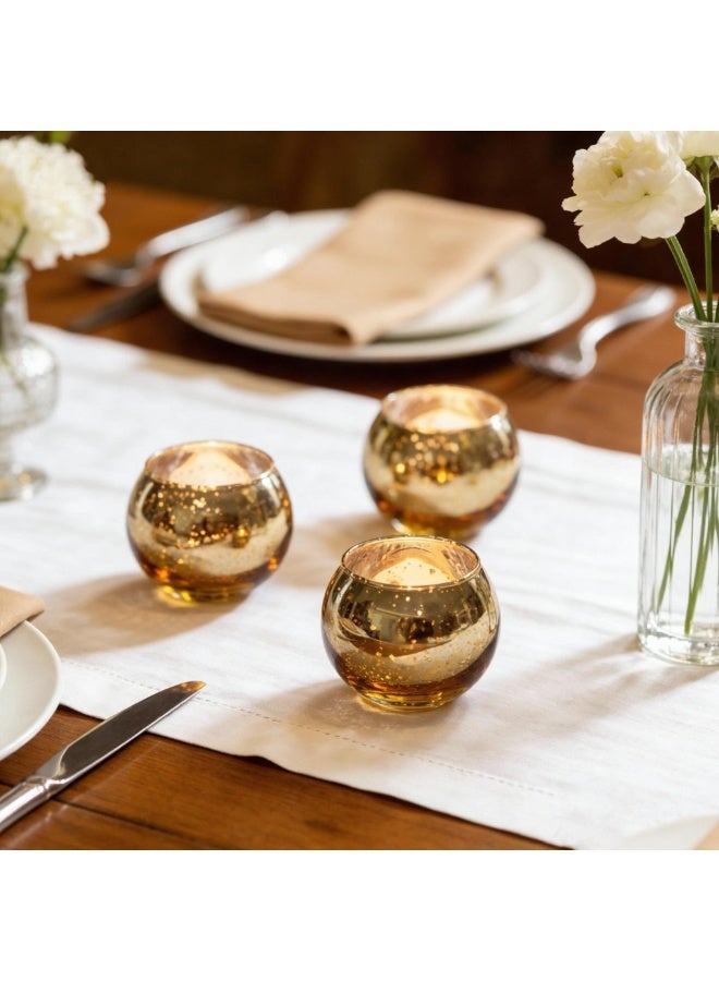 SKYLINK 12Pack Gold Speckled Glass Votive Candle Holders, Round Tealight Holders, Mini Candle Jars for Tealights & Votive Candles, Wedding Table Decor, Holiday Tablescape, Home Decor - Image 4