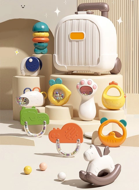 10pcs Baby Rattle Toy  Infant Teething Toys  Grab and Spin Rattles Sensory Toy Set  Food Grade Silicone Material  Baby Toys Gift for Babies 0-12-24 Months Boys Girls  Early Educational Toy Set