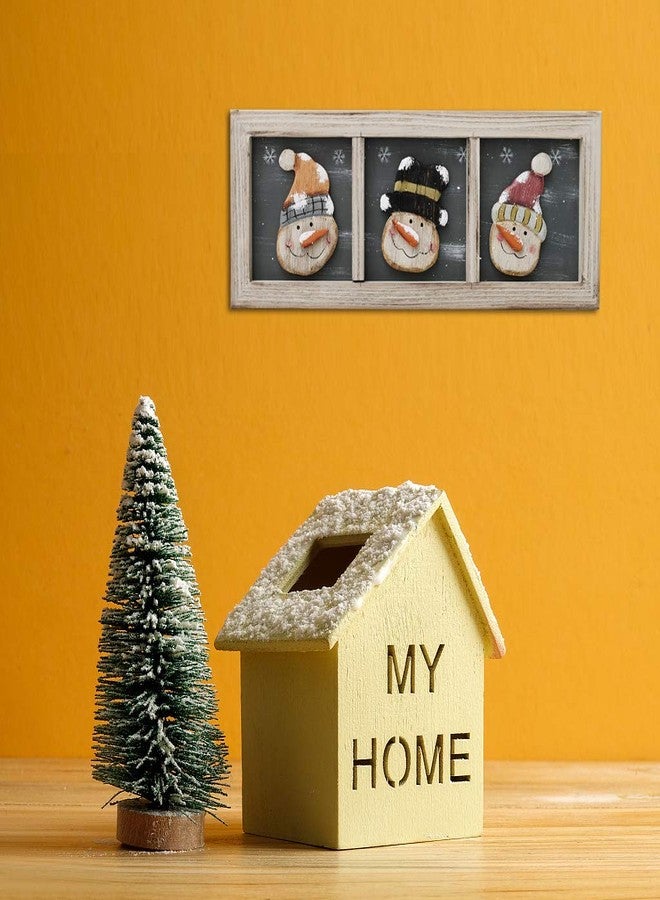 Attraction Design Wood Snowman Wall Decor Hanging Christmas Sign, Rustic Snowmen Decoration Wall Art Wooden Holiday Decorative Sign Hanging Xmas Décor 16.8X6.6in - Image 2