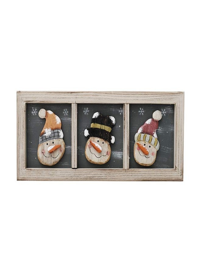 Attraction Design Wood Snowman Wall Decor Hanging Christmas Sign, Rustic Snowmen Decoration Wall Art Wooden Holiday Decorative Sign Hanging Xmas Décor 16.8X6.6in - Image 1