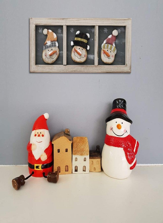 Attraction Design Wood Snowman Wall Decor Hanging Christmas Sign, Rustic Snowmen Decoration Wall Art Wooden Holiday Decorative Sign Hanging Xmas Décor 16.8X6.6in - Image 5