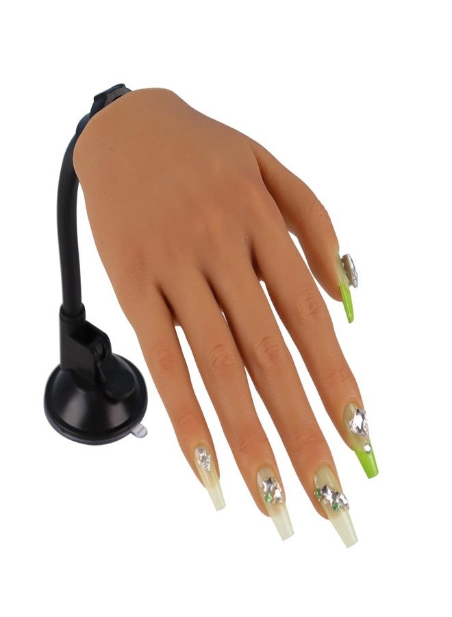 KnowU Practice Hand for Acrylic Nails with Stand Bracket, Silicone Fake Hands to Practice Fake Nails Mannequin Hand for Nails Practice and Nail Art Single Right Hand Color 4# - Image 1