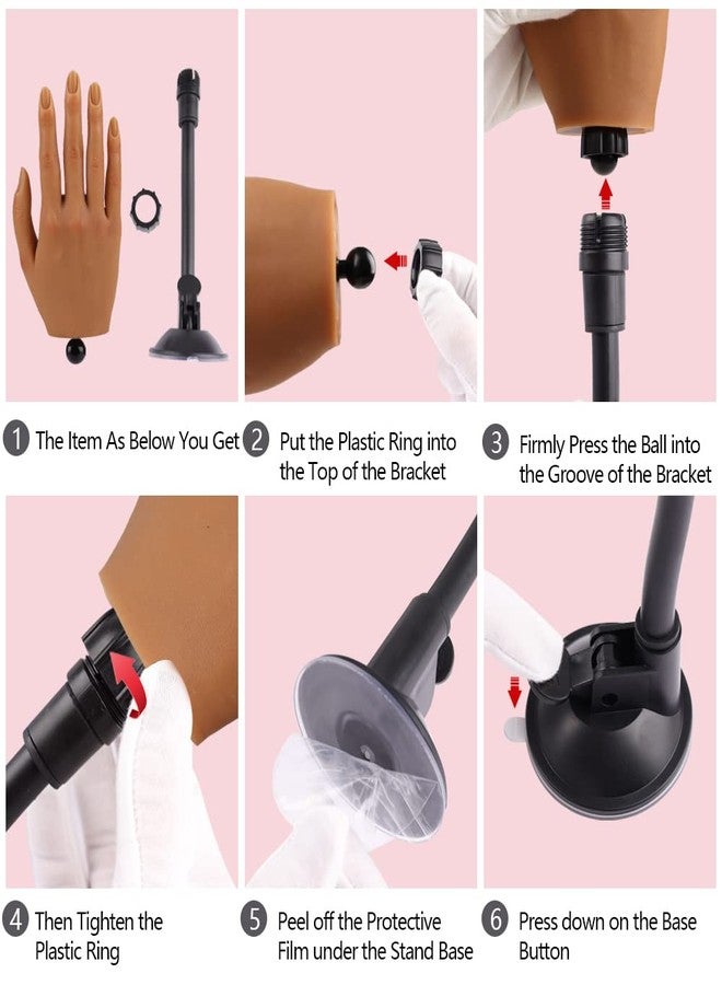 KnowU Practice Hand for Acrylic Nails with Stand Bracket, Silicone Fake Hands to Practice Fake Nails Mannequin Hand for Nails Practice and Nail Art Single Right Hand Color 4# - Image 5