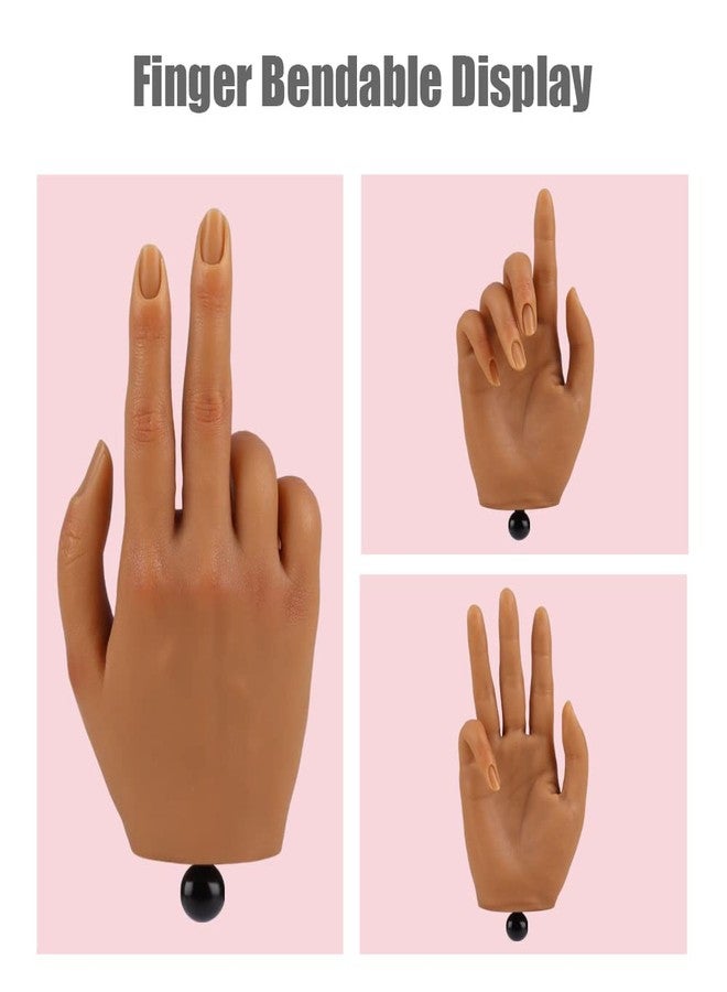 KnowU Practice Hand for Acrylic Nails with Stand Bracket, Silicone Fake Hands to Practice Fake Nails Mannequin Hand for Nails Practice and Nail Art Single Right Hand Color 4# - Image 2