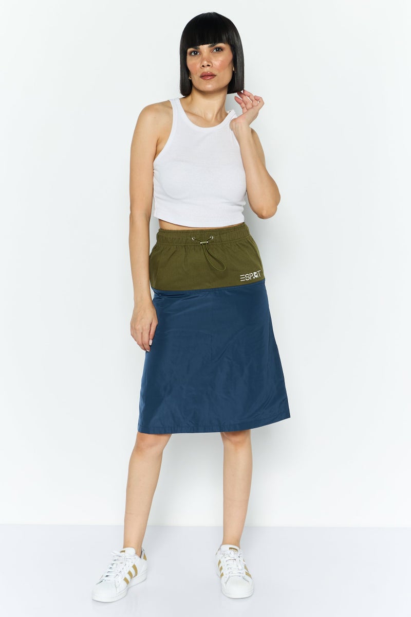 ESPRIT Women Brand Logo Midi Skirts, Olive - Image 4