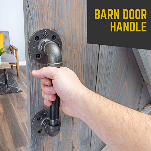PIPE DECOR Rustic Industrial Pipe Décor Barn Door Handle, 6 Inch - Authentic Industrial Steel Grey Iron Fittings, Flanges and Pipes for Custom Vintage Hanging Doors, DIY Kit with Hardware - Image 4