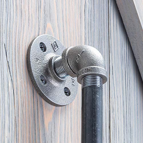 PIPE DECOR Rustic Industrial Pipe Décor Barn Door Handle, 6 Inch - Authentic Industrial Steel Grey Iron Fittings, Flanges and Pipes for Custom Vintage Hanging Doors, DIY Kit with Hardware - Image 5