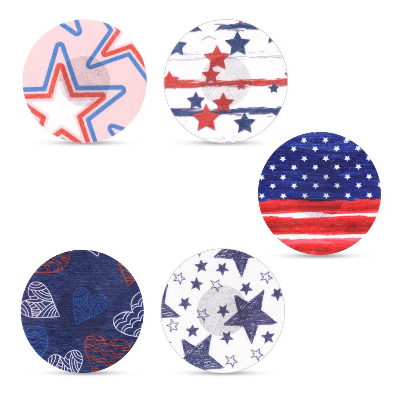 XIHIRCD 25pcs Adhesive Patch for Libre 2/3, Waterproof CGM Sensor Covers Star Independence Day Blood Sugar Monitor Adhesive Patch American Flag Sensor Stickers Compatible with Freestyle Libre (5 Styles) - Image 1