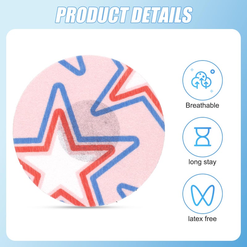 XIHIRCD 25pcs Adhesive Patch for Libre 2/3, Waterproof CGM Sensor Covers Star Independence Day Blood Sugar Monitor Adhesive Patch American Flag Sensor Stickers Compatible with Freestyle Libre (5 Styles) - Image 4