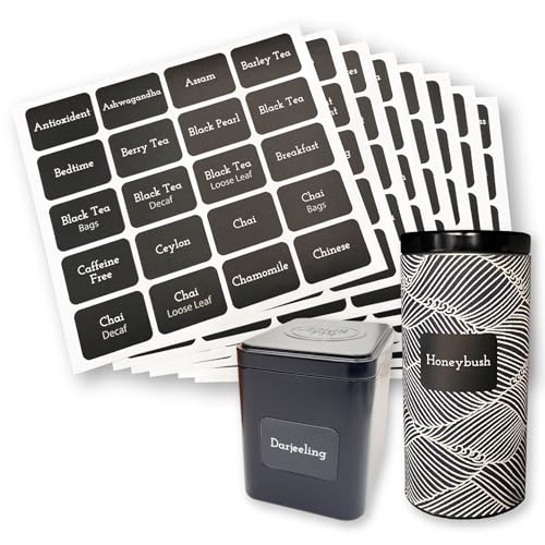 AllSpice Tea Tin Labels, 160 Pre-Printed Waterproof Adhesive Labels, 1.7 x 1.2 Inches, Vinyl Material, Removable - Image 1