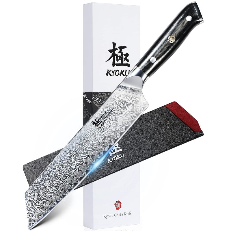 KYOKU Kiritsuke Chef Knife 8.5" - Shogun Series - Japanese VG10 Steel Core Forged Damascus Blade - with Sheath & Case - Image 1