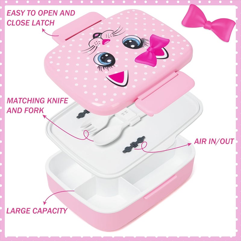 Oruiji Bento Box for Kids with Ice Pack Lunch Box for Girls 5-12 for School with Lunch Bag Set Cute Kids Lunch Box Containers with Stainless Steel Water Bottle for Pre-School Girls Toddler Daycare - Image 4