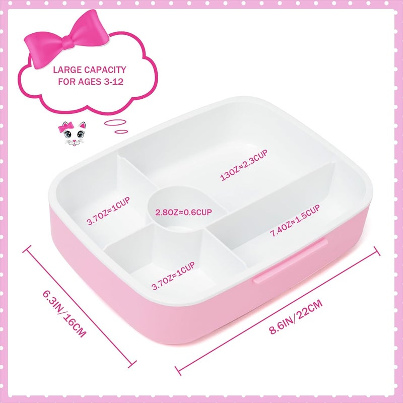 Oruiji Bento Box for Kids with Ice Pack Lunch Box for Girls 5-12 for School with Lunch Bag Set Cute Kids Lunch Box Containers with Stainless Steel Water Bottle for Pre-School Girls Toddler Daycare - Image 3
