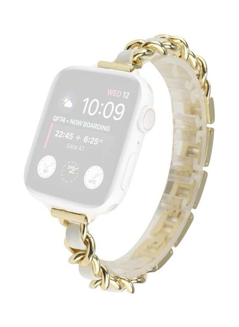 Replacement Strap For Apple Watch Series Gold/White
