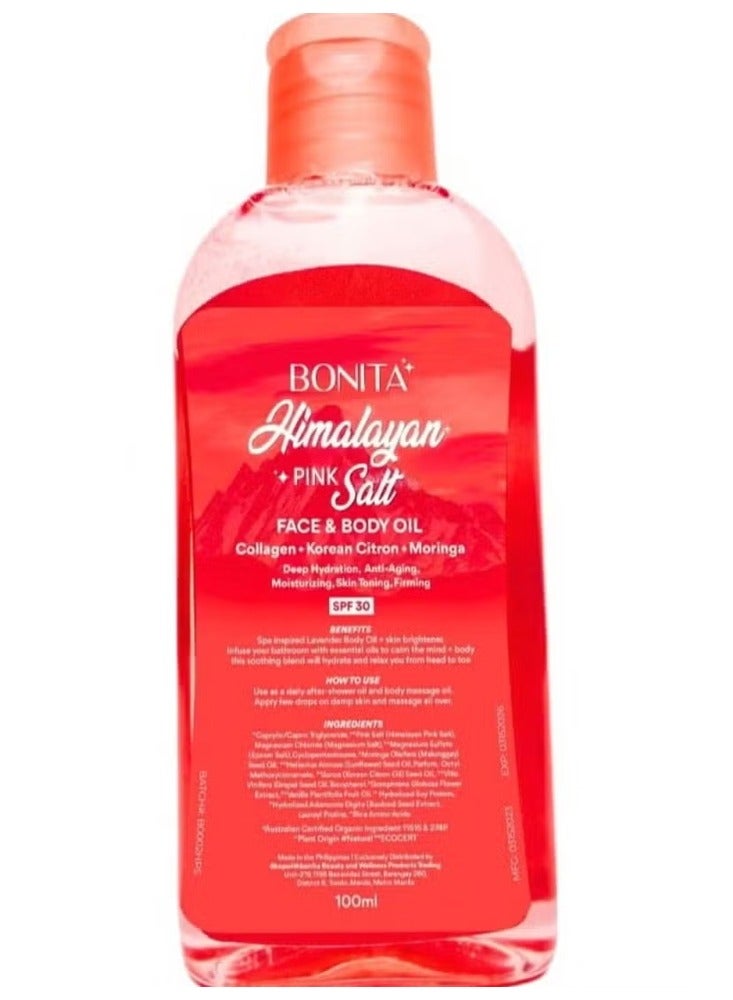 بونيتا مجموعة من زيت ملح الهيمالايا الوردي 100 مل & صابون ملح الهيمالايا الوردي 80 جرام & وزيت كولاجين دوار الشمس للوجه والجسم 100 مل - Image 4
