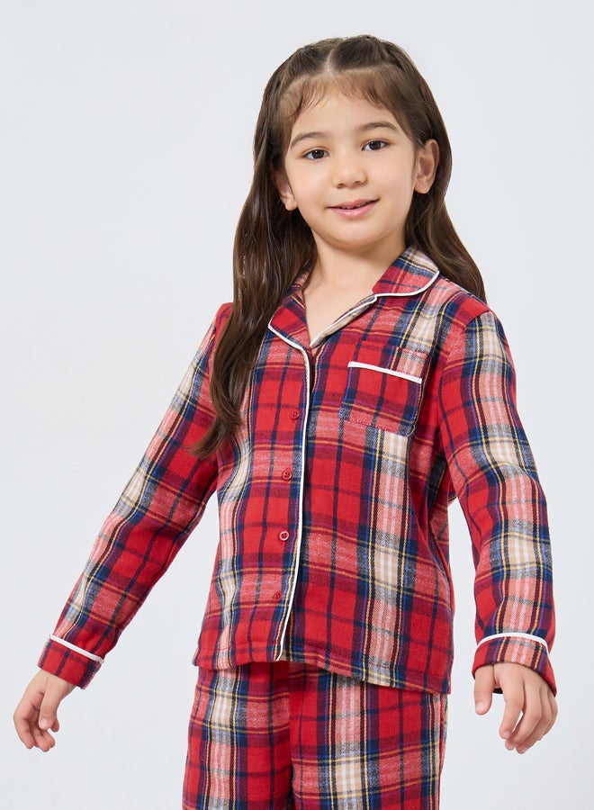 ستايلي طقم قميص بأكمام طويلة بنقشة مربعات مع بنطال - Image 3