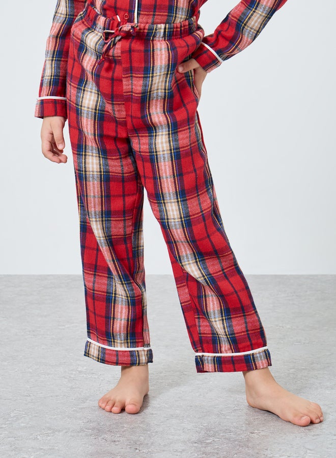 ستايلي طقم قميص بأكمام طويلة بنقشة مربعات مع بنطال - Image 5