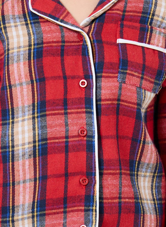 ستايلي طقم قميص بأكمام طويلة بنقشة مربعات مع بنطال - Image 4