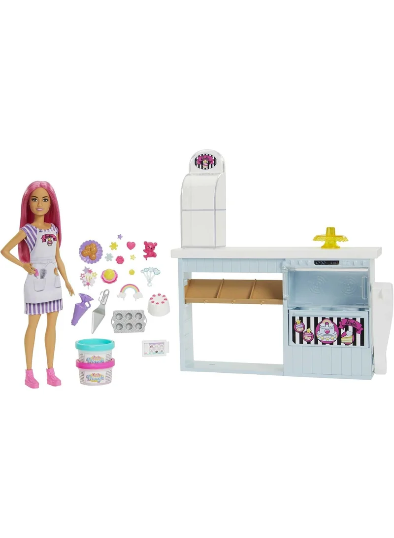 Barbie Bakery Playset With 12 In Petite Doll, Pink Hair, Bakery Station, Cake Making Feature & 20+ Realistic Play Pieces, 3 & Up