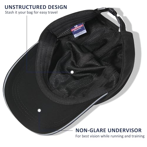 GADIEMKENSD Women's Race Day Running Hat Performance Mesh Baseball Cap - Excellent Ventilation, Lightweight, Reflective Safety Ponytail Hats for Exercise Golf Hiking Beach Workout Gym Black - Image 3