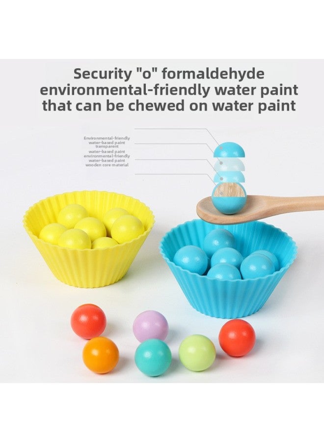 لعبة ألغاز خشبية بمشبك قوس قزح للأطفال على شكل خرز لعبة تدريب الطفل على تناول الطعام والتنسيق بين اليد والتعليم المبكر ألعاب تعليمية - اللون: OY- أحجية الصور المقطوعة مع الخرز - Image 4