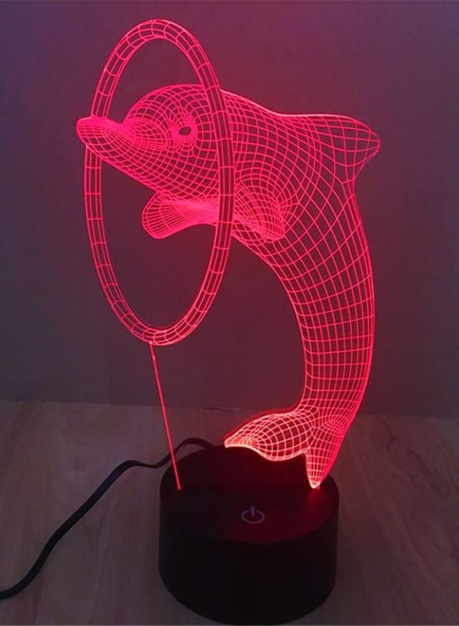 Fatio Dolphin 3D LED Night Light | 7-Color RGB Acrylic Lamp | USB Powered | Bedroom Table Lamp | 20 x 20 x 11 cm - Image 2