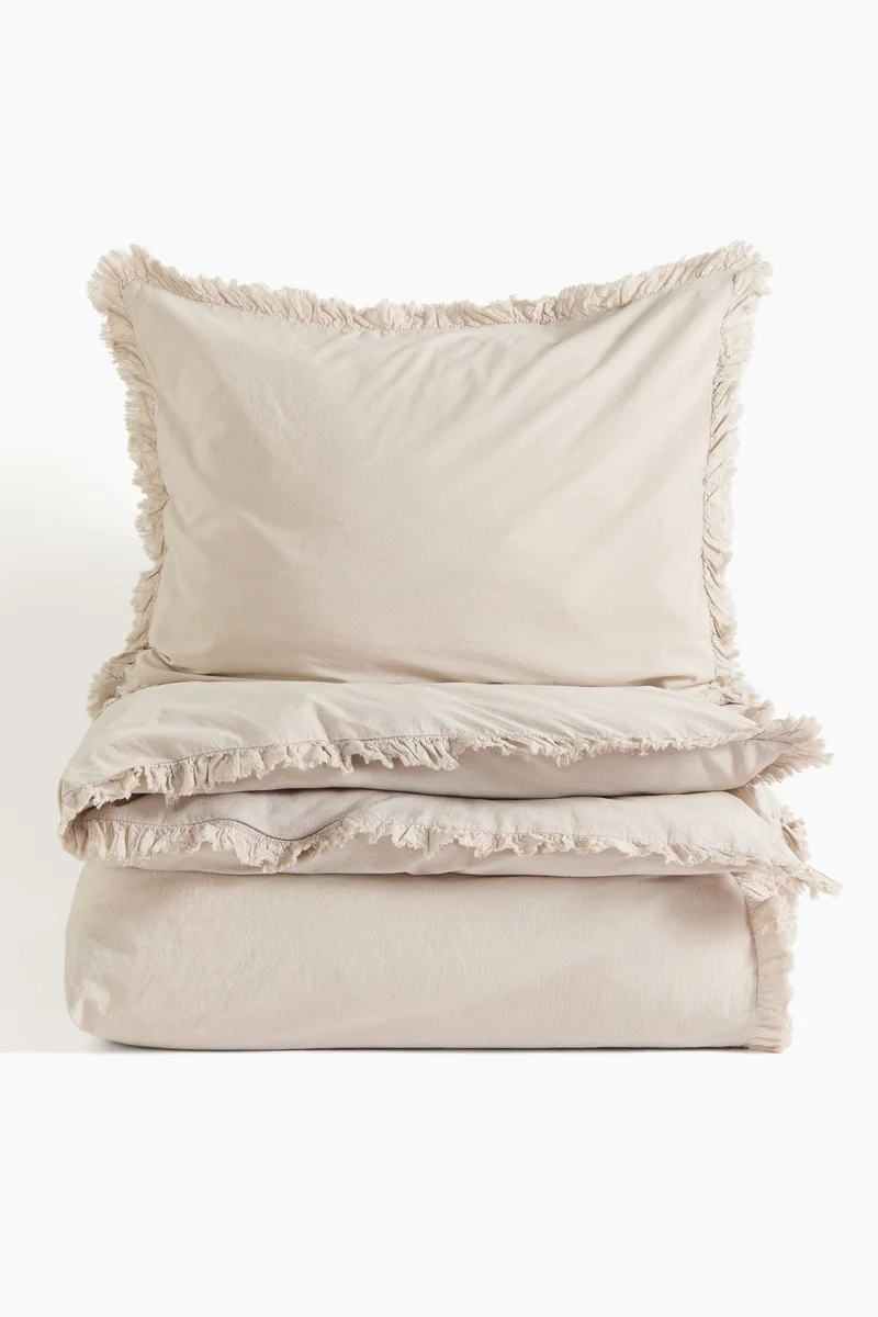 H&M Flounce-trim duvet cover set