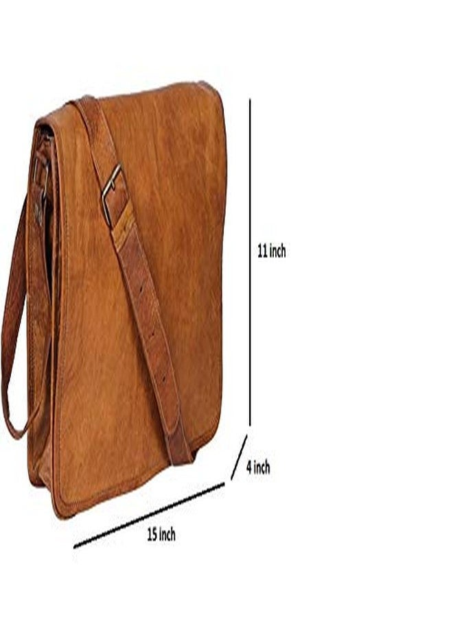 RSN Vintage Genuine Leather Crossbody Laptop Messenger Bag (Brown - 15"x11"x4" LxHxW) - Image 2