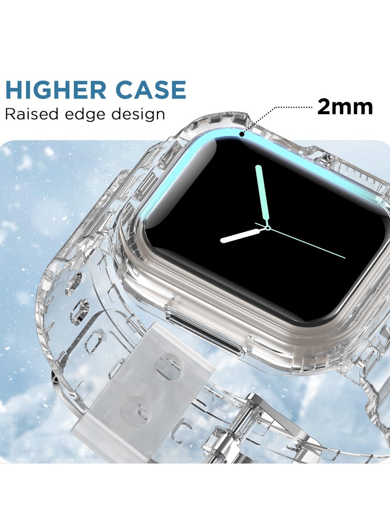 KASTWAVE Sports Band for Apple Watch Series 7, Transparent Clear Soft Silicone Crystal Strap with Case, Compatible with Apple Watch Band Series 7 Clear 42mm 44mm 45mm, for Men, Women - Image 4